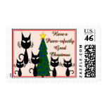 cat christmas Purrfectly good xmas postage stamp