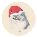 Cat Christmas Round Sticker