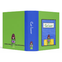 Cat Cuddle green blue Binder