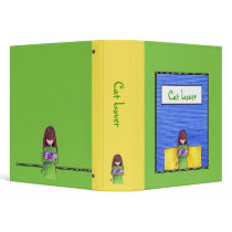 Cat Cuddle green yellow Binder
