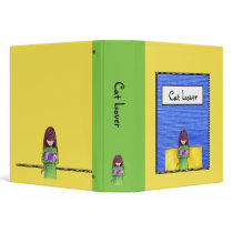 Cat Cuddle yellow green Binder