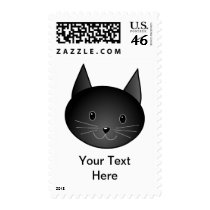 Cat. Cute black kitty. Postage Stamps