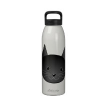 Cat. Cute black kitty. Drinking Bottle