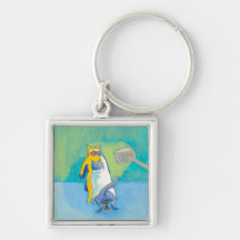Cat Dentist fun unique whimsical illustration art Key Chains