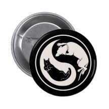 Cat-Dog Yin-Yang Pinback Button
