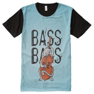 Cat Double Bass or Upright Bass Customizable All-Over Print T-shirt