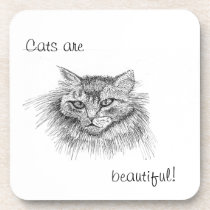 Cat Drawing Cork Coaster cork coasters