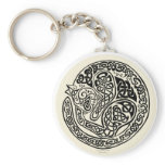Cat Dreams Celtic Black Ivory Keychain