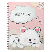 Cat Dreams with textures painted clouds notebooks