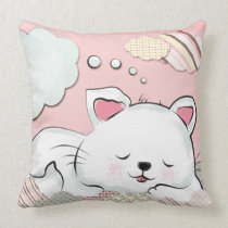 Cat Dreams with textures painted clouds pillows