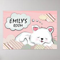 Cat Dreams with textures painted clouds posters