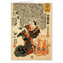 Cat Dressed As Woman With Octopus Fine Art Cards