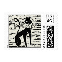 Cat eat fish #1 Postage postage