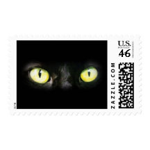 Cat Eyes, Black and Yellow Stare Stamp