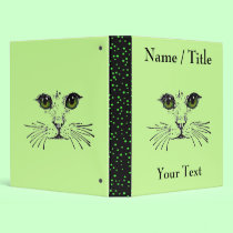 Cat Face Green Eyes Whiskers binders