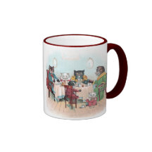 Cat Family Sits Down to Breakfast Coffee Mug