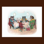 Cat Family Sits Down to Breakfast postcards