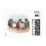 Cat Family Sits Down to Breakfast Stamps