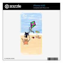 Cat Friends Playing On A Sandy Beach iPhone 4 Decal