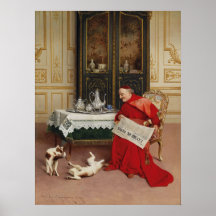 Cat Games - Cardinal Watching Cats by Groegaert Poster