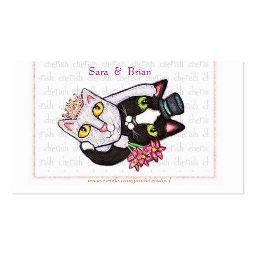Cat Groom & Bride Save The Date Wedding Card Business Cards (back side)