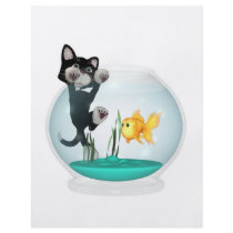 cat hanging on fishbowl flyers