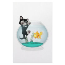 cat hanging on fishbowl stationery by Ceyzpurplestang cat hanging on fishbowl stationery