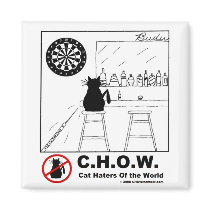Cat Hater magnet - dartboard bar cartoon by chowmember Cat Hater magnet - dartboard bar cartoon