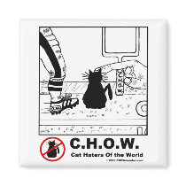 Cat hater magnet - football cartoon