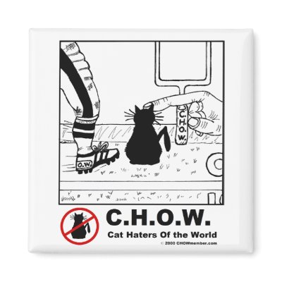 Cat hater magnet - football cartoon by chowmember