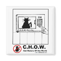Cat hater magnet - microwave cartoon by chowmember Cat hater magnet - microwave cartoon