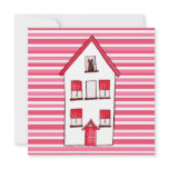 Cat House Striped Home Housewarming Invite invitations