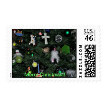 Cat in a Christmas Tree Stamps
