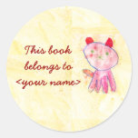 Cat in a Cornfield Book Label Round Sticker