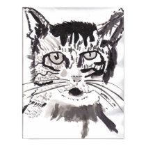 cat in black ink posters