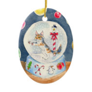 Cat in Christmas Snow Globe ornament