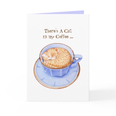 Cat in Coffee Card by floatinglemons