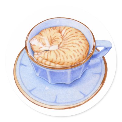 Cat in Coffee Stickers by floatinglemons