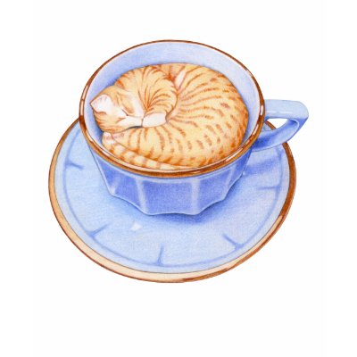 Cat in Coffee T-shirts by floatinglemons