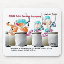 Cat In Fish Factory Funny Gifts & Collectibles mousepads