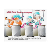 Cat In Fish Factory Funny Gifts & Collectibles postcards