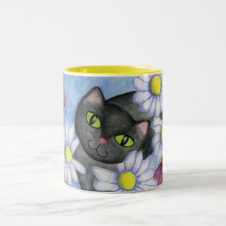 Cat In flowers Coffee Mug