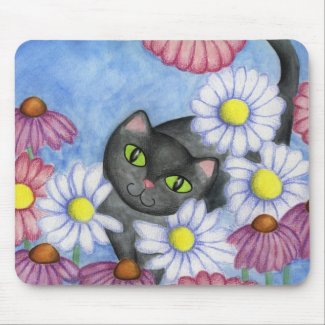 Cat In Flowers Office Mousepad