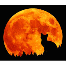 Cat in full orange Moon photo sculptures by halloweenshop Cat in full orange Moon photo sculptures