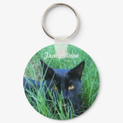 Cat in Grass Personalized Keychain keychain