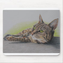 Cat in Green mousepad mousepads