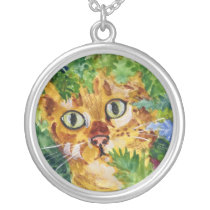Cat in Hiding in Jungle necklaces
