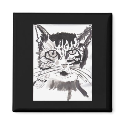 Cat in India Ink Refrigerator Magnets by mspika2005