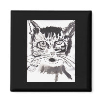Cat in India Ink magnets