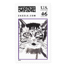 Cat in India Ink postage